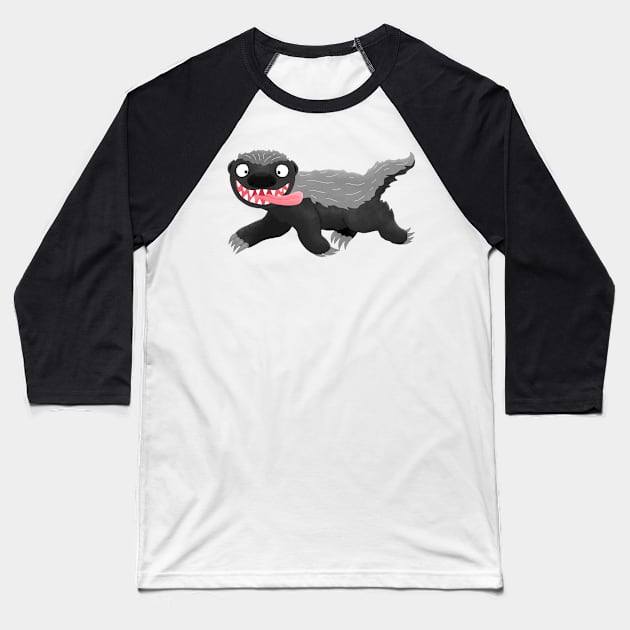 Funny hungry honey badger cartoon illustration Baseball T-Shirt by FrogFactory